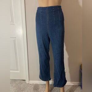 Free People Pull On Ultra High Waist Crop Flare Jean Denim Blue Women's Size 31